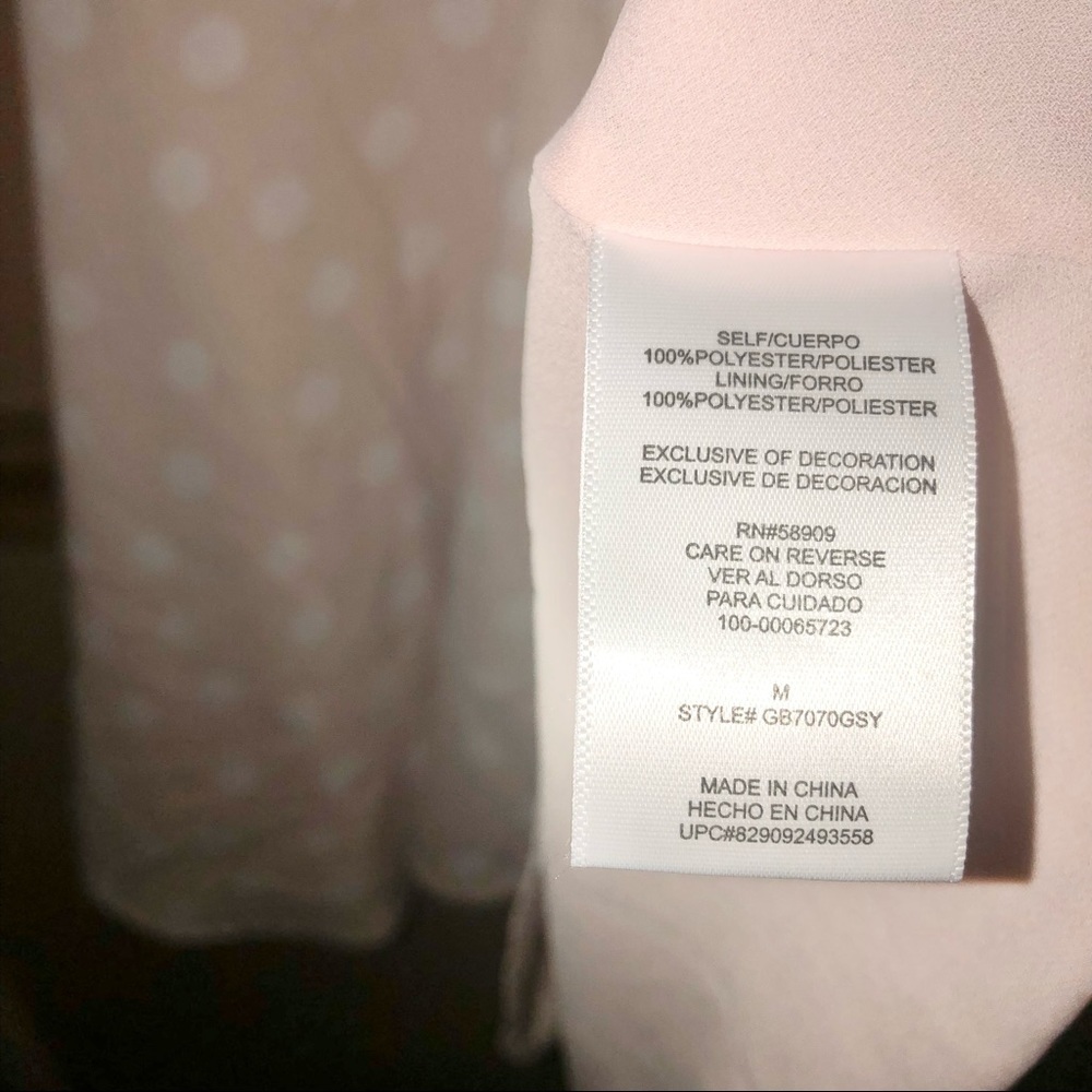GB Gianni Bini‎ Ruffle Flutter Sleeve Tie Polka Dot Mini Dress Pink White Medium - Picture 5 of 6